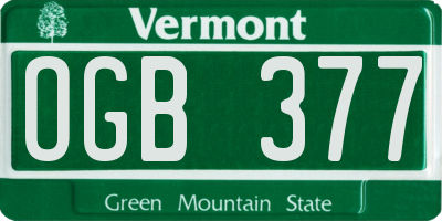 VT license plate OGB377