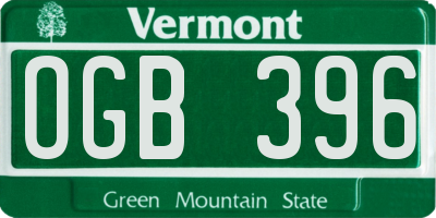 VT license plate OGB396