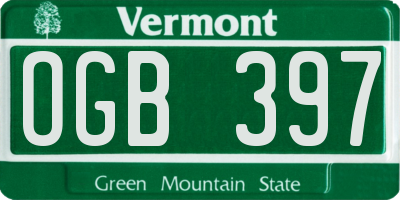 VT license plate OGB397