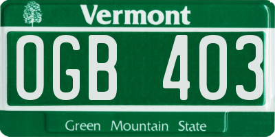 VT license plate OGB403