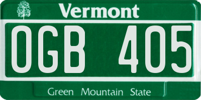 VT license plate OGB405
