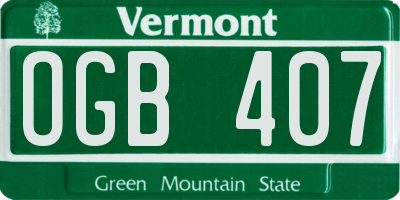 VT license plate OGB407