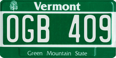 VT license plate OGB409