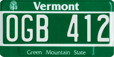 VT license plate OGB412