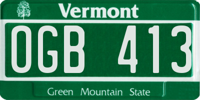 VT license plate OGB413