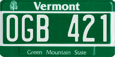 VT license plate OGB421