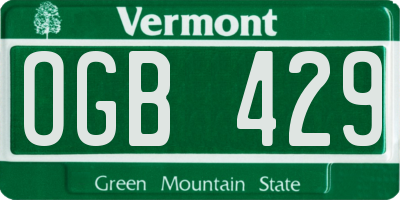 VT license plate OGB429