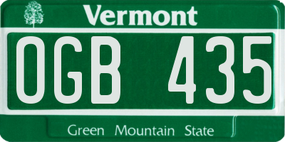 VT license plate OGB435
