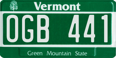 VT license plate OGB441
