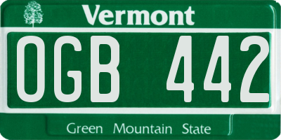 VT license plate OGB442