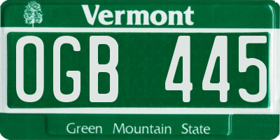 VT license plate OGB445