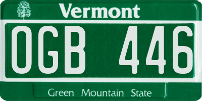 VT license plate OGB446