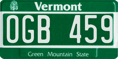 VT license plate OGB459