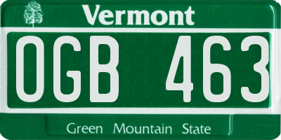 VT license plate OGB463