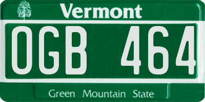 VT license plate OGB464