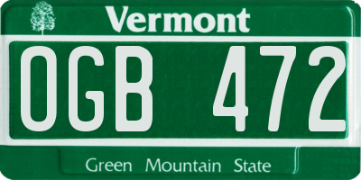 VT license plate OGB472