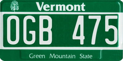 VT license plate OGB475