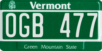VT license plate OGB477