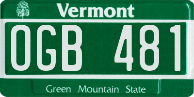 VT license plate OGB481