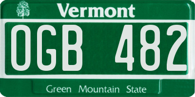 VT license plate OGB482