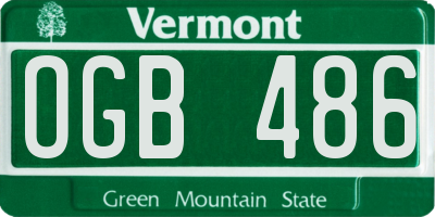 VT license plate OGB486