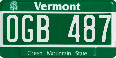 VT license plate OGB487