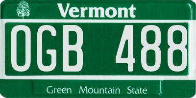 VT license plate OGB488