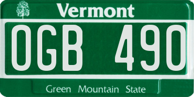 VT license plate OGB490
