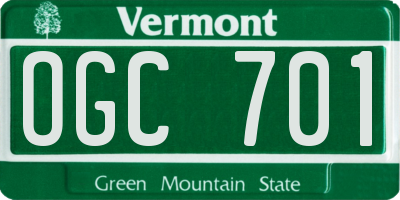 VT license plate OGC701