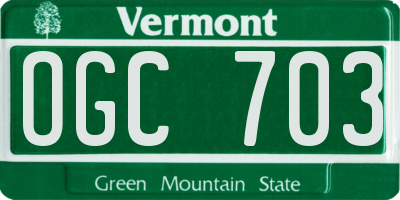 VT license plate OGC703