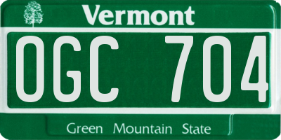 VT license plate OGC704