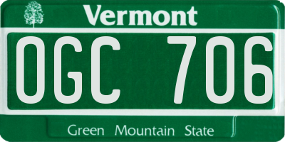 VT license plate OGC706