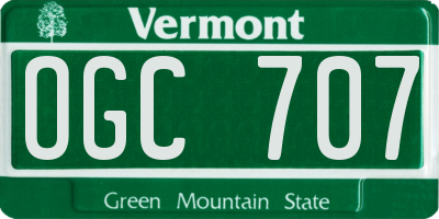 VT license plate OGC707