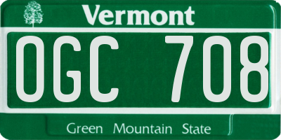 VT license plate OGC708