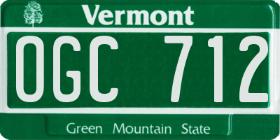 VT license plate OGC712