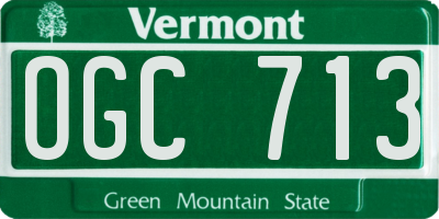 VT license plate OGC713