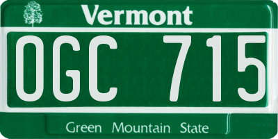 VT license plate OGC715