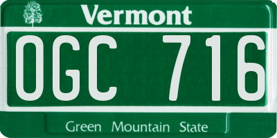 VT license plate OGC716