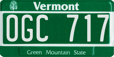 VT license plate OGC717