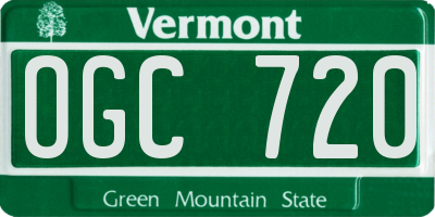 VT license plate OGC720