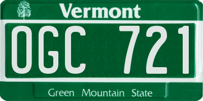 VT license plate OGC721
