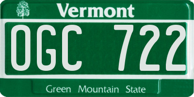 VT license plate OGC722