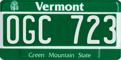 VT license plate OGC723