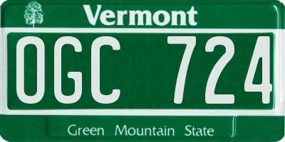 VT license plate OGC724
