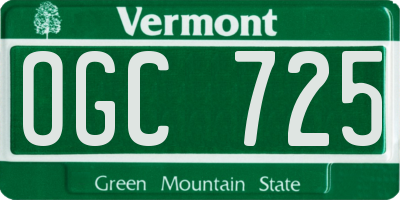 VT license plate OGC725