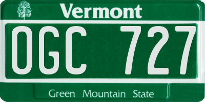 VT license plate OGC727