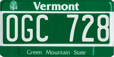 VT license plate OGC728