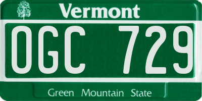 VT license plate OGC729