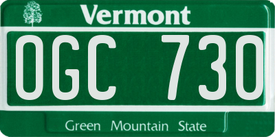 VT license plate OGC730