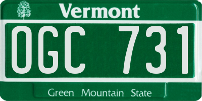 VT license plate OGC731